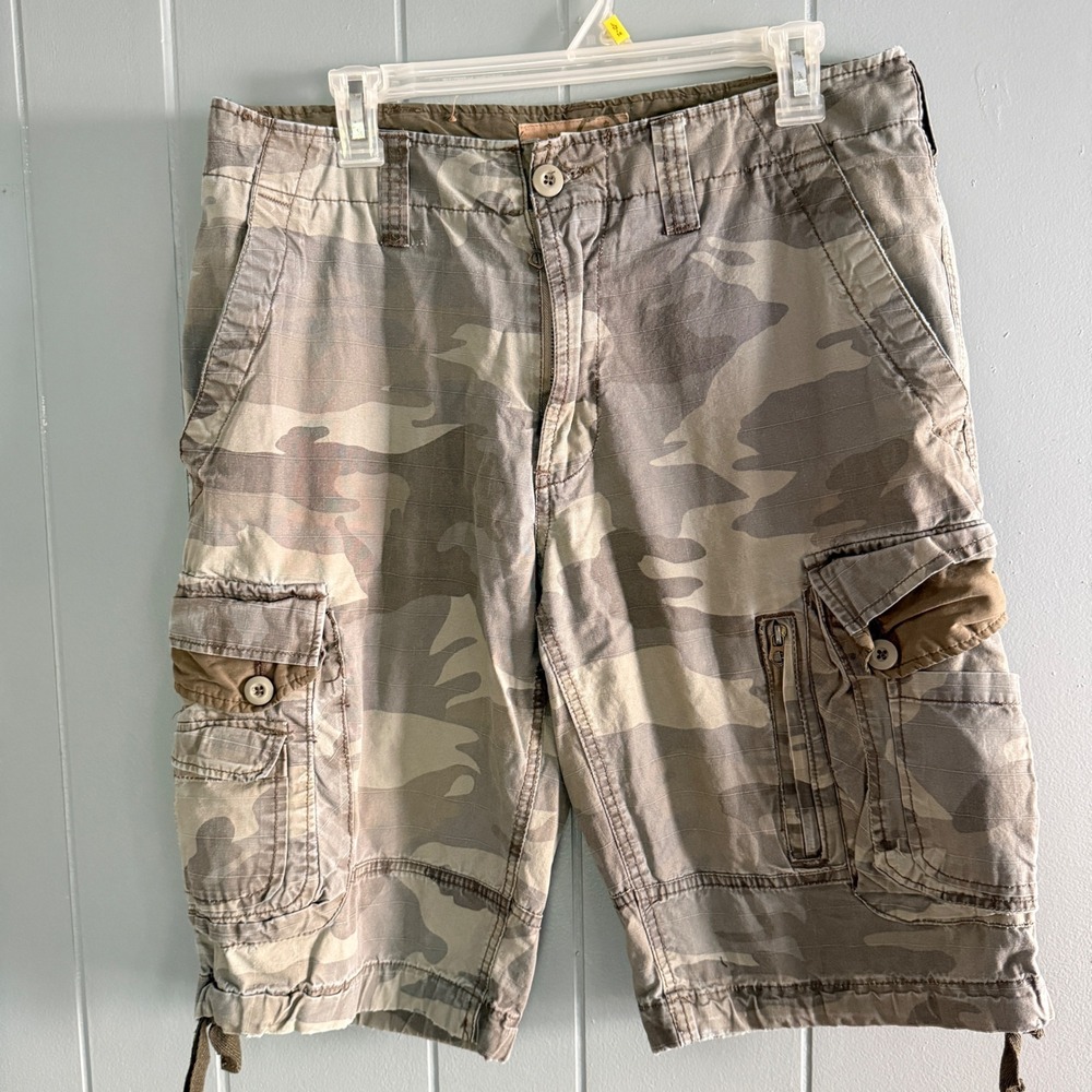 Washed Desert Camo Ripstop Cargo Shorts Mens 34 Gorpcore Y2K Streetwear Military